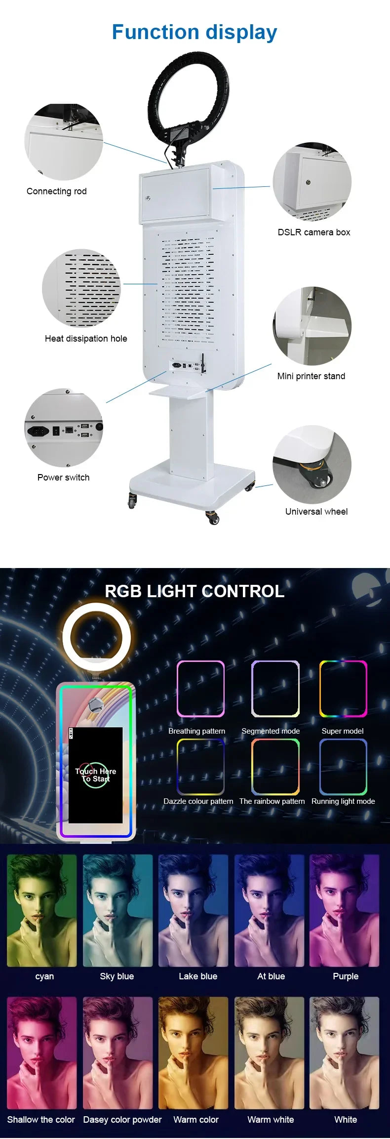 Portable Mirror Photo Booth Selfie Machine 21.5 in Touch Screen with Wheels and Flight Case for Party and Event