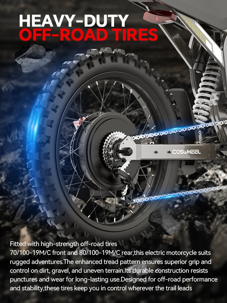 COSWHEEL R19 Electric cycle 72V 40AH Lithium Battery Adult Mountain Ebike 6000W Mountain Electric men's Moped Road E trucks