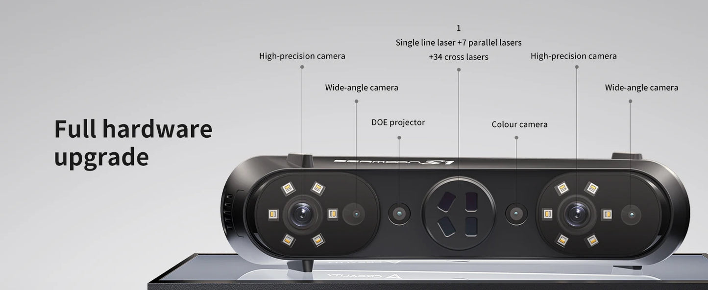 Creality Sermoon S1 High-Precision 0.02mm 3D Scanner 34+7+1 Blue Laser Line/NIR Accuracy 90FPS Deep Hole scanning