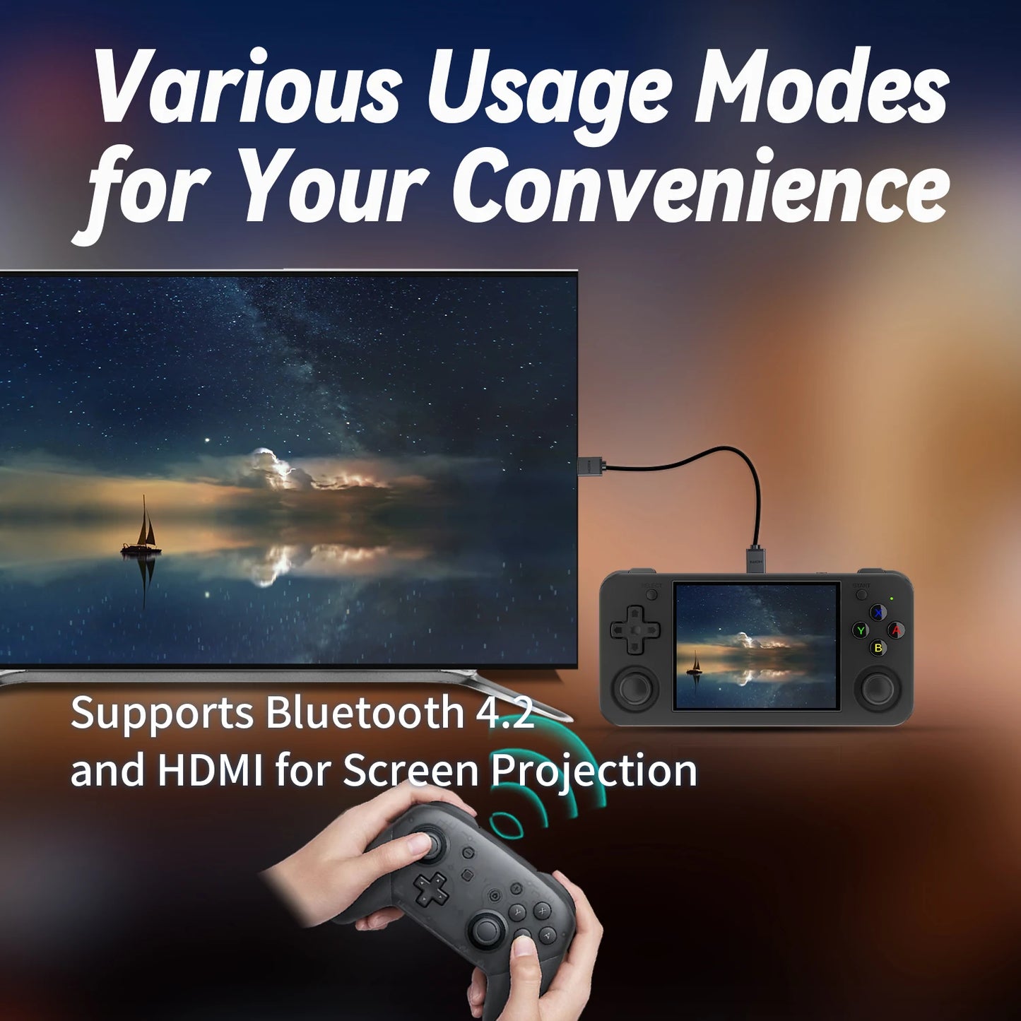 ANBERNIC RG35XX H 64Bit and-held Consoles For Playing Video Games 3.5-inch IPS 640*480 Screen Retro Game Player 3300 mAh Battery