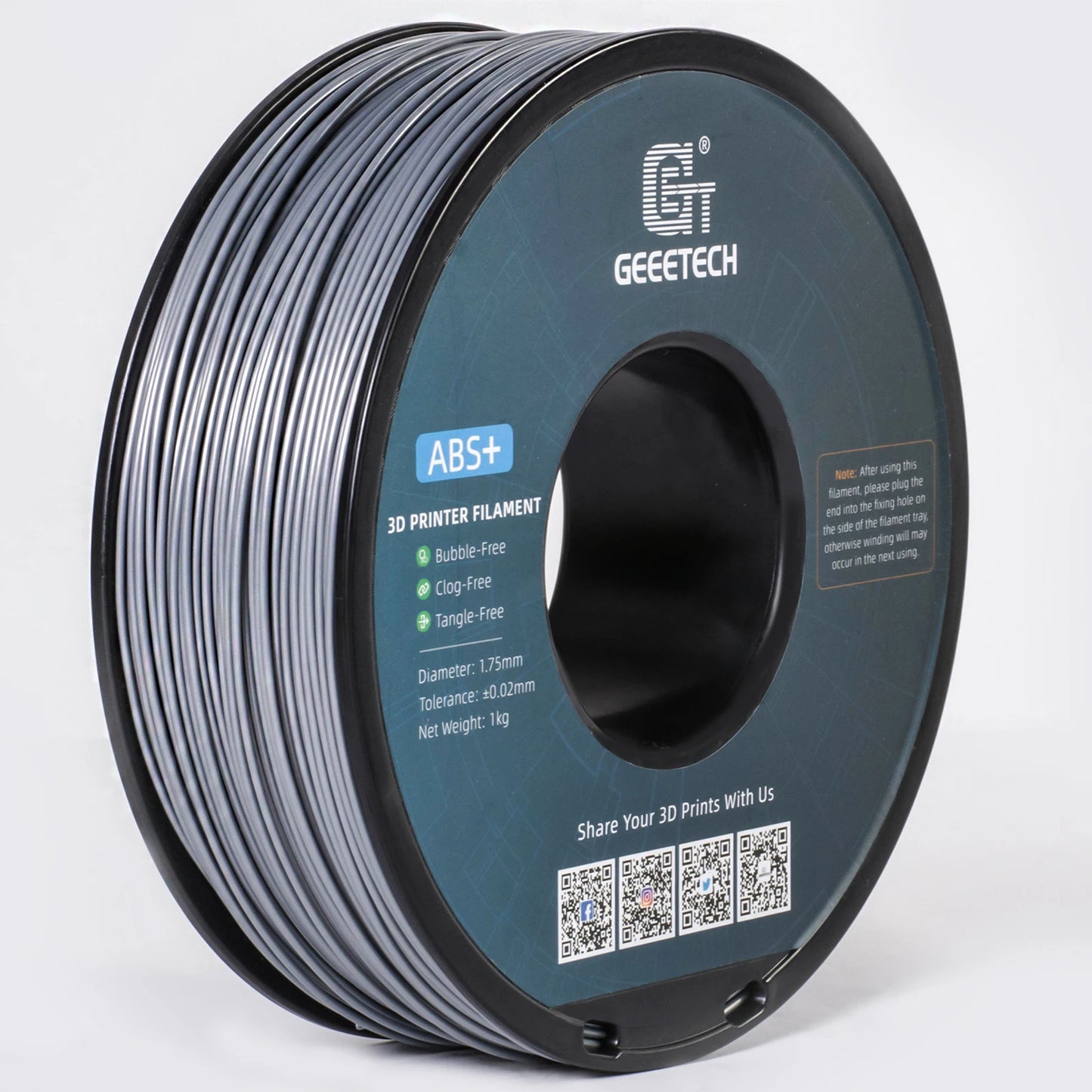 Geeetech  ABS+ 3D Filament 1.75mm 1KG plastic, 3D Printer Material, Tangle-Free, Non-Toxic, Vacuum Packaging