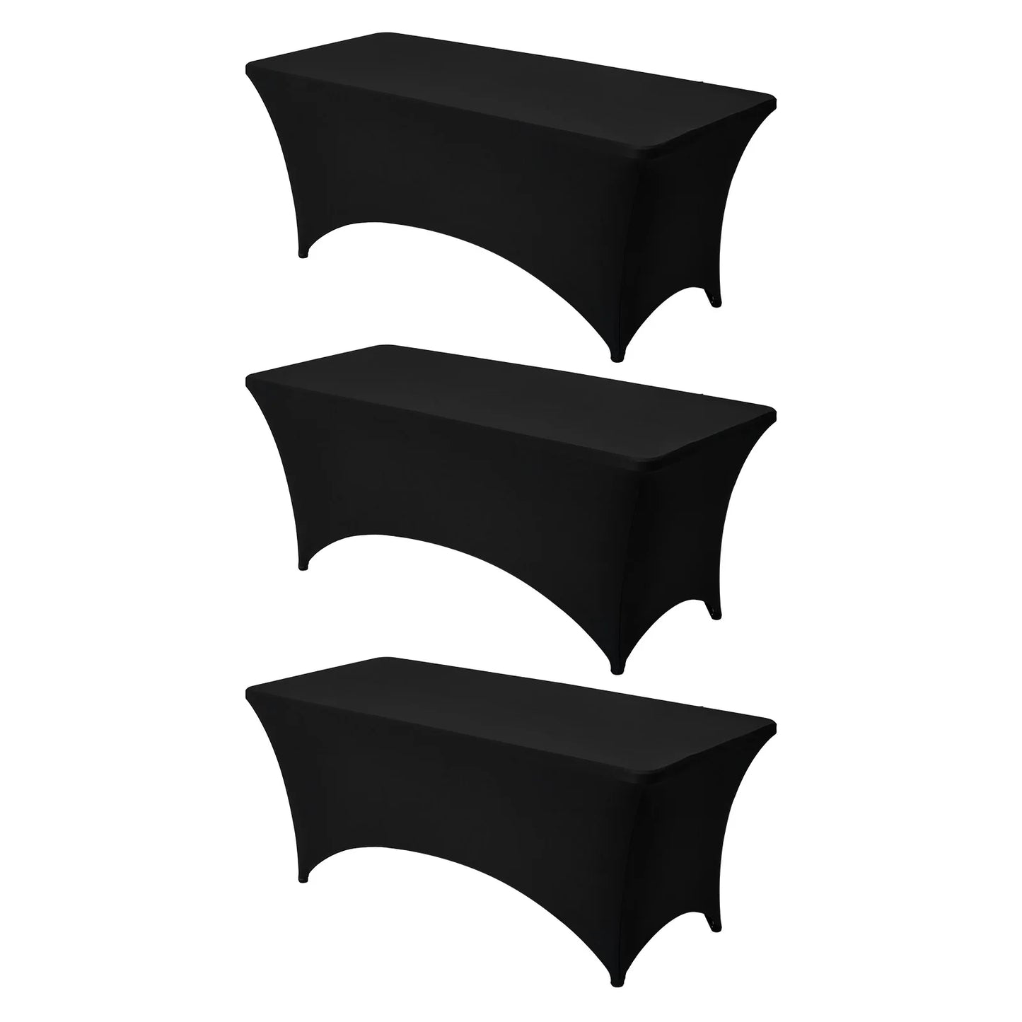 SucceBuy 3/6/10 Pack Table Cloth for Rectangular Fitted Events Wrinkle-Resistant Stretch Black Table Covers Washable Tablecloth