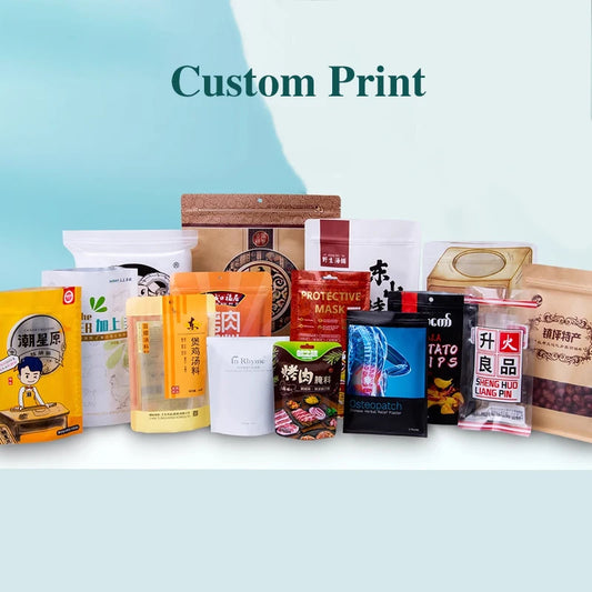 Cookie Bags with Zipper, Kraft Paper Food Pouch Bag, Gift Packaging, Aluminum Foil Bags, Custom Print Logo