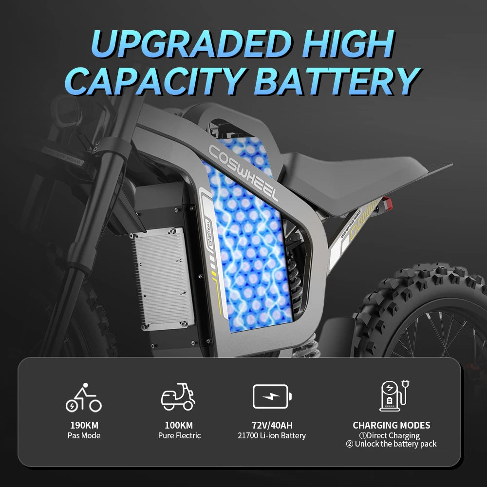 COSWHEEL R19 Electric cycle 72V 40AH Lithium Battery Adult Mountain Ebike 6000W Mountain Electric men's Moped Road E trucks