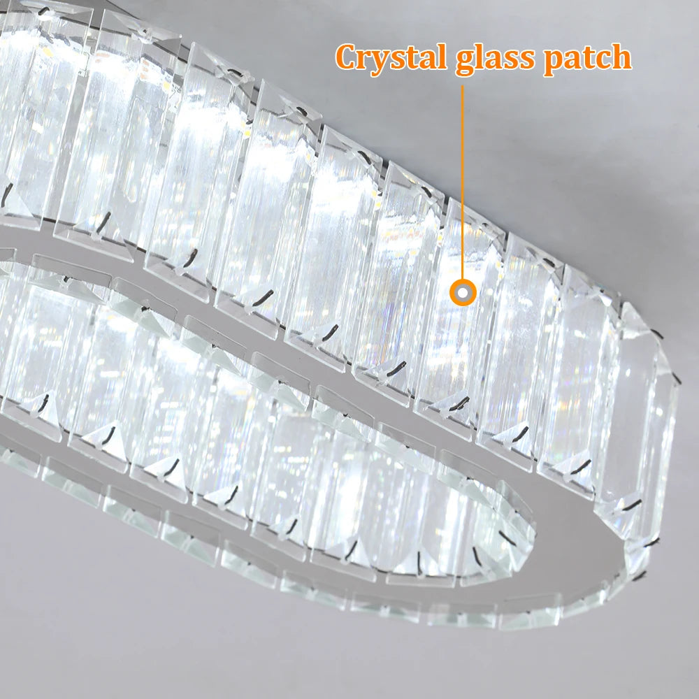Modern Pendant Light Luxury Crystal Oval Design Led Chandelier Ceiling Lamp Nordic Hanging Fixture Living Bedroom Hotel Lustres