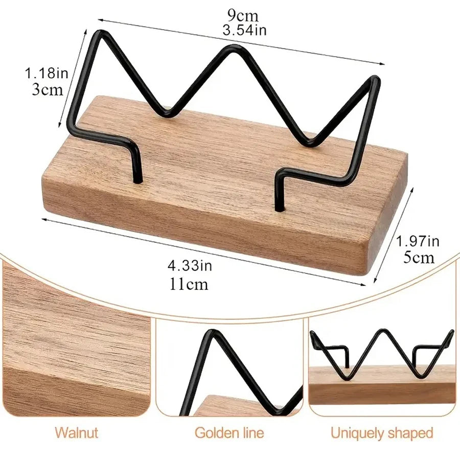Premium Business Card Holder|Desk Organizer,Holds Multiple Cards, Desktop Accessory,Durable Construction,Recycled Wood&Metal