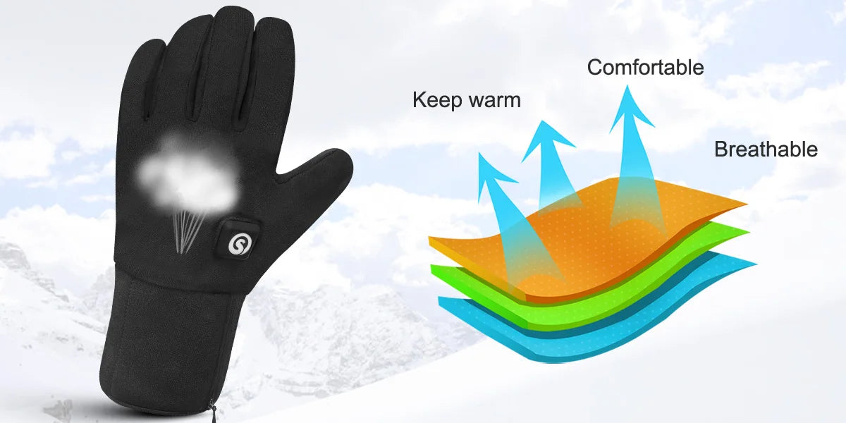 SAVIOR HEAT Heated Mittens Waterproof Electric Heated Skiing Gloves For Men Women Thermal Gloves With Rechargeable Battery Warm