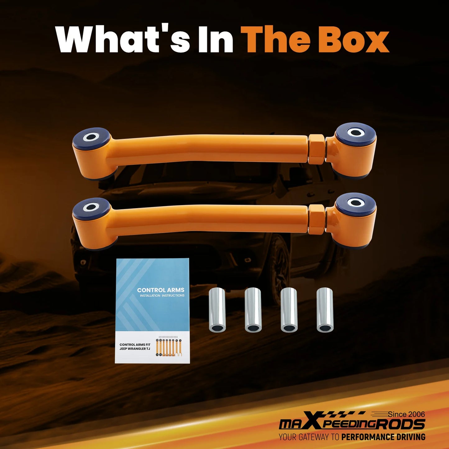 Maxpeedingrods Front Lower +Rear Upper Control Arms for Grand Cherokee 1993-1998 for Wrangler 1997-2006