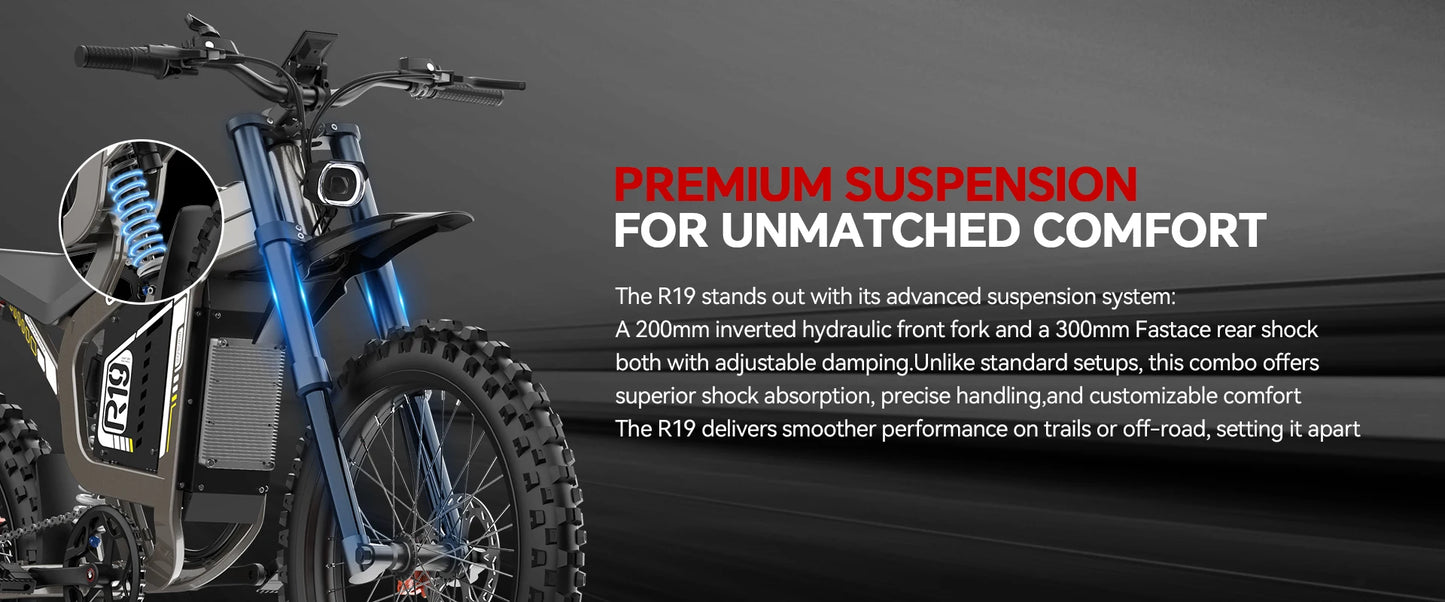 COSWHEEL R19 Electric cycle 72V 40AH Lithium Battery Adult Mountain Ebike 6000W Mountain Electric men's Moped Road E trucks