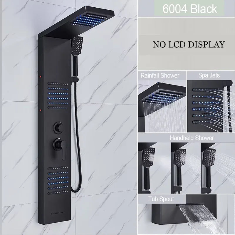 ULGKSD Bathroom Shower Panel LED Light Bathroom Faucet Hot&Cold Rainfall Mixer Tap Modern Bathroom Faucet Shower Column For Bath