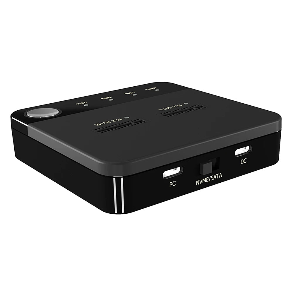 M.2 SATA/NVMe Dual-Bay Hard Drive Docking Station Clone Duplicaotr Offline Clone M.2 Cloner Data Transmission with LED Indicator