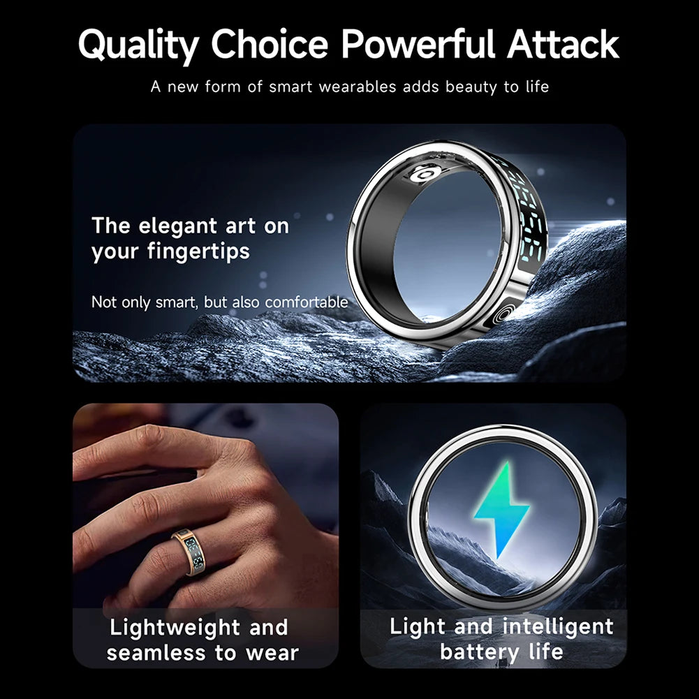 New RS08 Smart Ring Heart Rate Health Monitor 5ATM Waterproof Multi Sport Modes Blood Oxygen Tracker For Xiaomi Samsung Phone