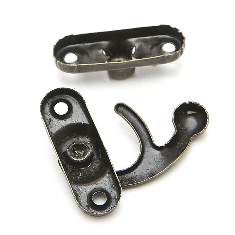 10x Antique Metal Catch Curved Buckle Horn Lock Clasp Hook Jewelry Box Padlock Drop Shipping