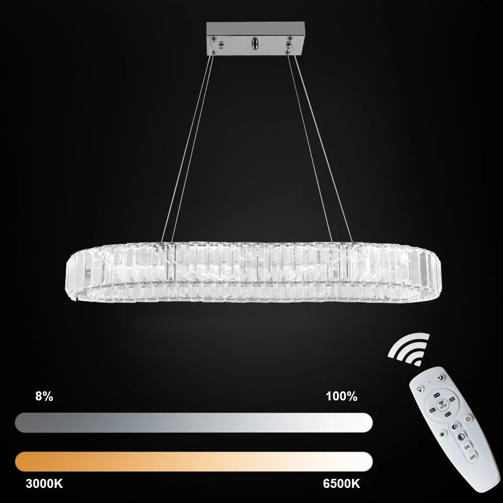 Modern Pendant Light Luxury Crystal Oval Design Led Chandelier Ceiling Lamp Nordic Hanging Fixture Living Bedroom Hotel Lustres