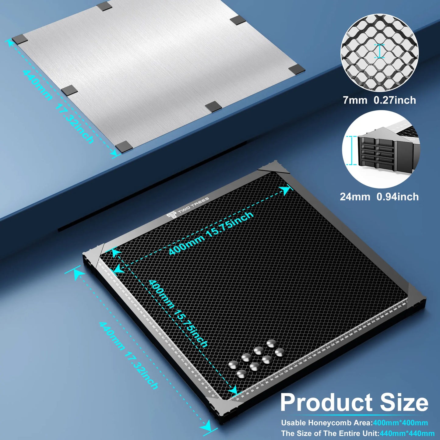TWOTREES Laser Cutting Honeycomb Working Table for CO2 or diode Laser Engraver Cutting Machine Multiple sizes Honeycomb Panel
