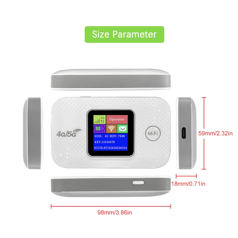 4G LTE Portable WiFi Hotspot 150Mbps Wireless Internet Router with Sim Card Slot Mini Outdoor Hotspot for Home Office Car Travel