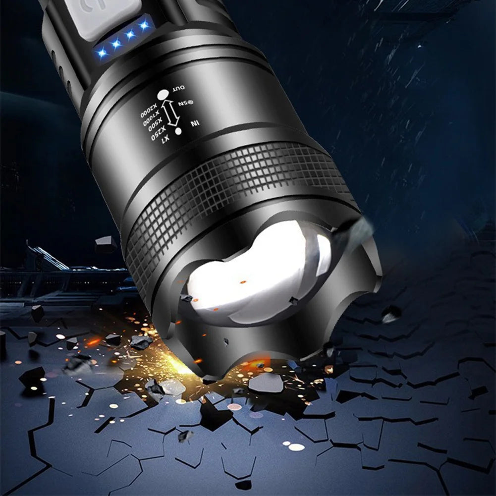 XHP50 Handheld LED Flashlight Power Display Powerful LED Flashlight 300LM Powerful Zoom Lamp Mobile Power Bank for Power Outages