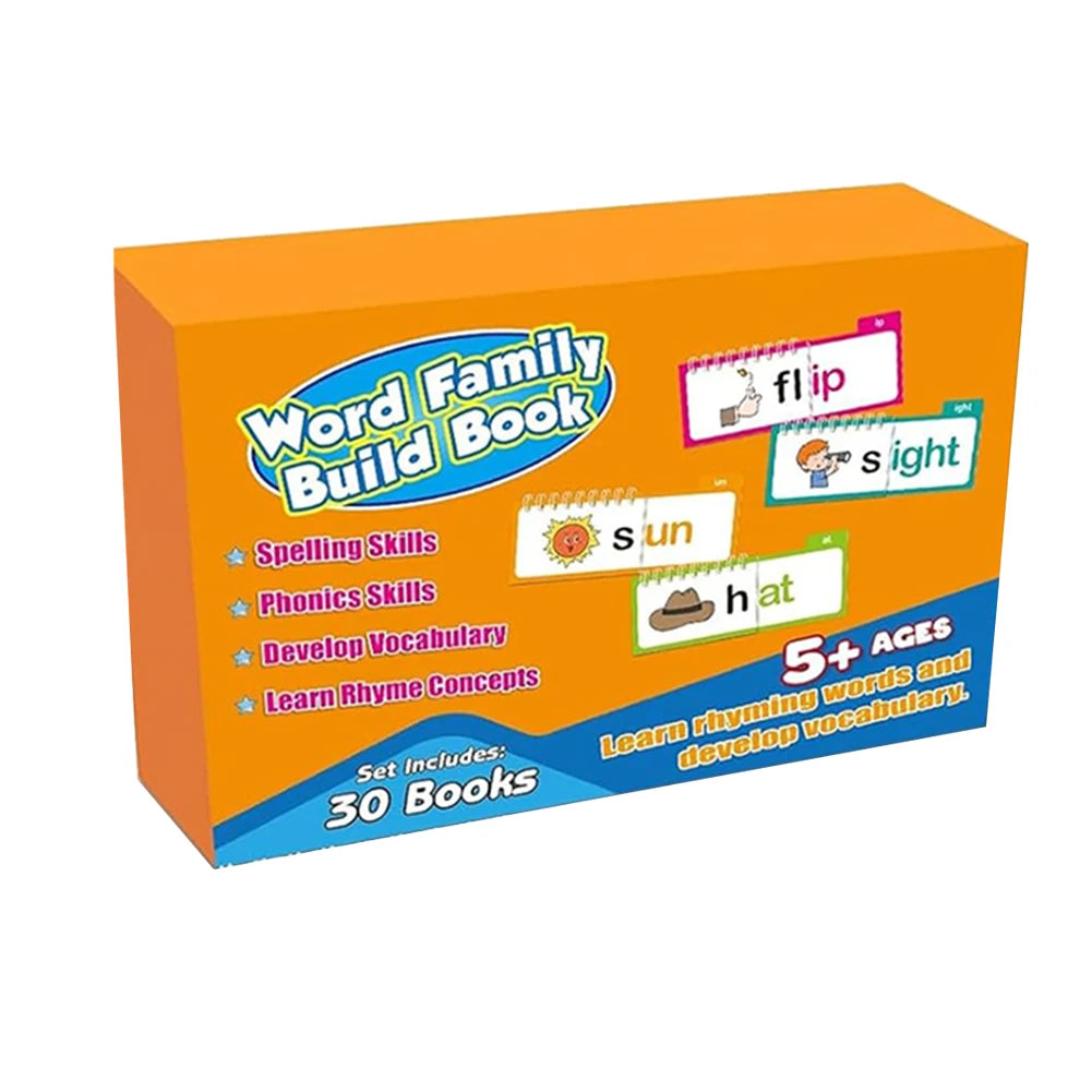30 Read and Rhyme Flip Books Vocabulary Flash Cards Word Reading Flip Book Letter ABC Vocabulary Cards Educational Reading Game