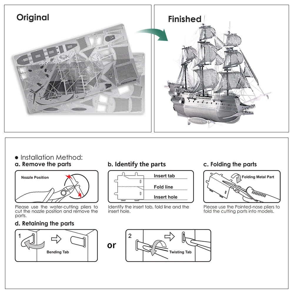 Piececool Model Building Kits The Flying Dutchman 3D Puzzle Metal DIY Set Jigsaw for Adult Gifts