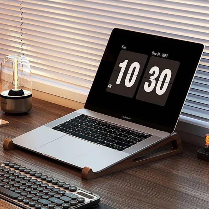1pair Bamboo Laptop Stand Adjustable Desktop Riser Portable Computer Cooling Holder for Notebook Tablet Reading Desk Organizer