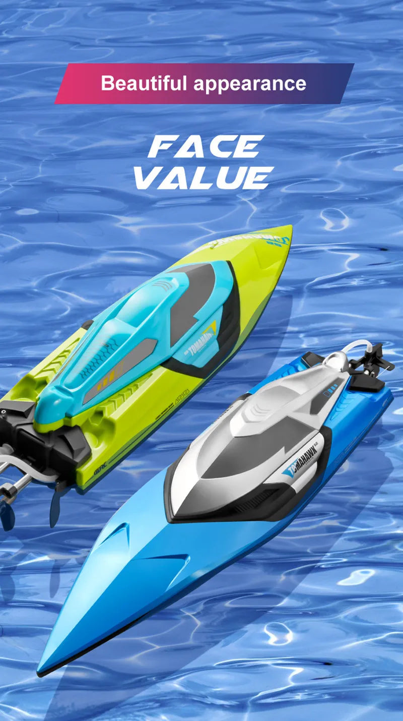 50CM Large Racing 70KM/H High Speed RC Boat 2.4G 200M Capsized Reset Dual Waterproof Smart Alarm Remote Control Boat Speedboat