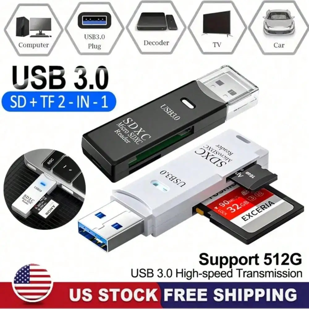 USB3.0 Micro SD Card Reader, 5Gbps 2-in-1 SD Card Reader to USB Adapter, Micro SDHC and UHS-I Cards