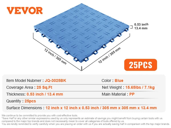 SucceBuy Garage Tiles Interlocking Garage Floor Covering Tiles Non-Slip Double-Sided Texture for Garages Basements Repair Shops