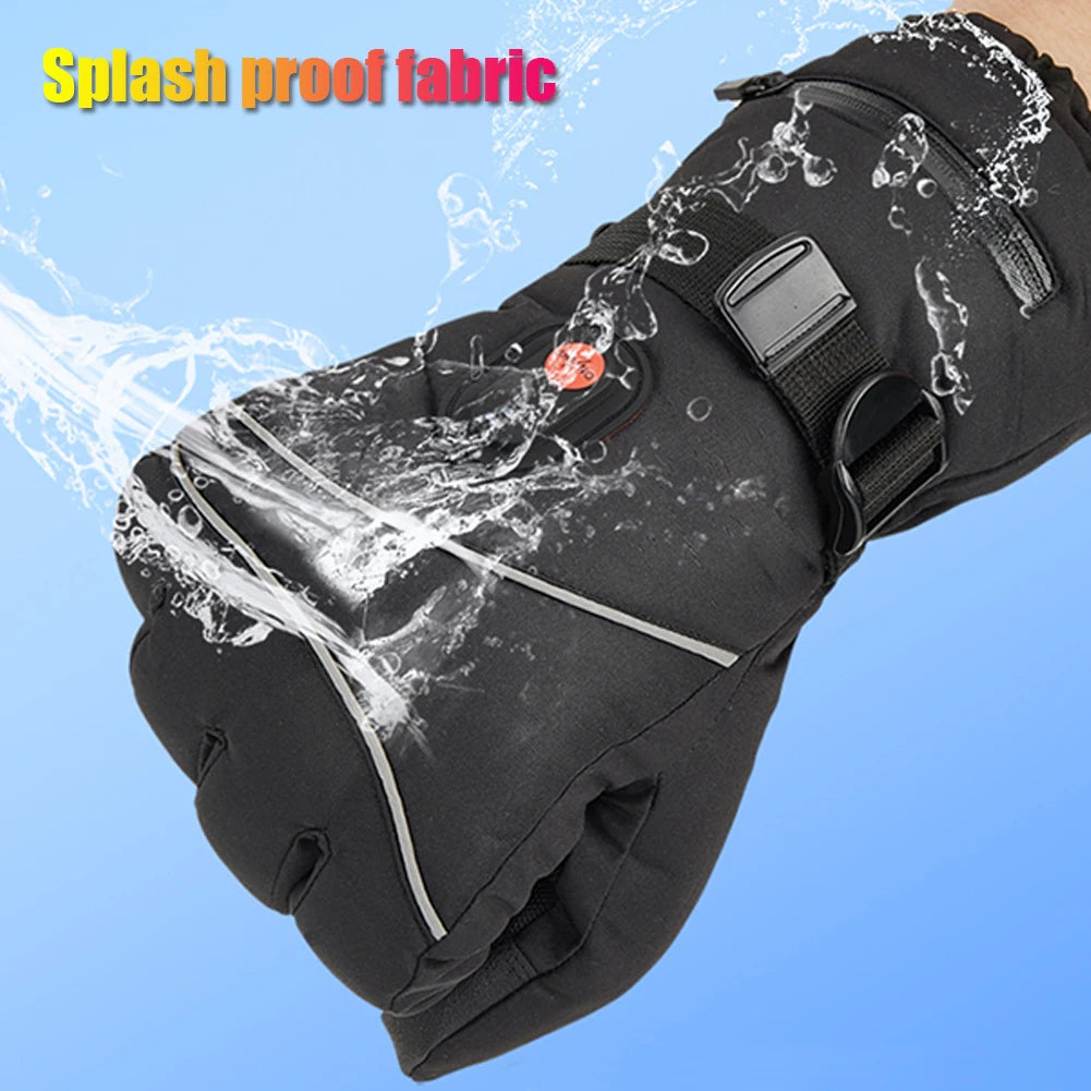 1 Pair Thermal Gloves Waterproof Electric Heating Gloves Touchscreen Men Women for Ski Cycling for Motorcycle for Sports Hiking
