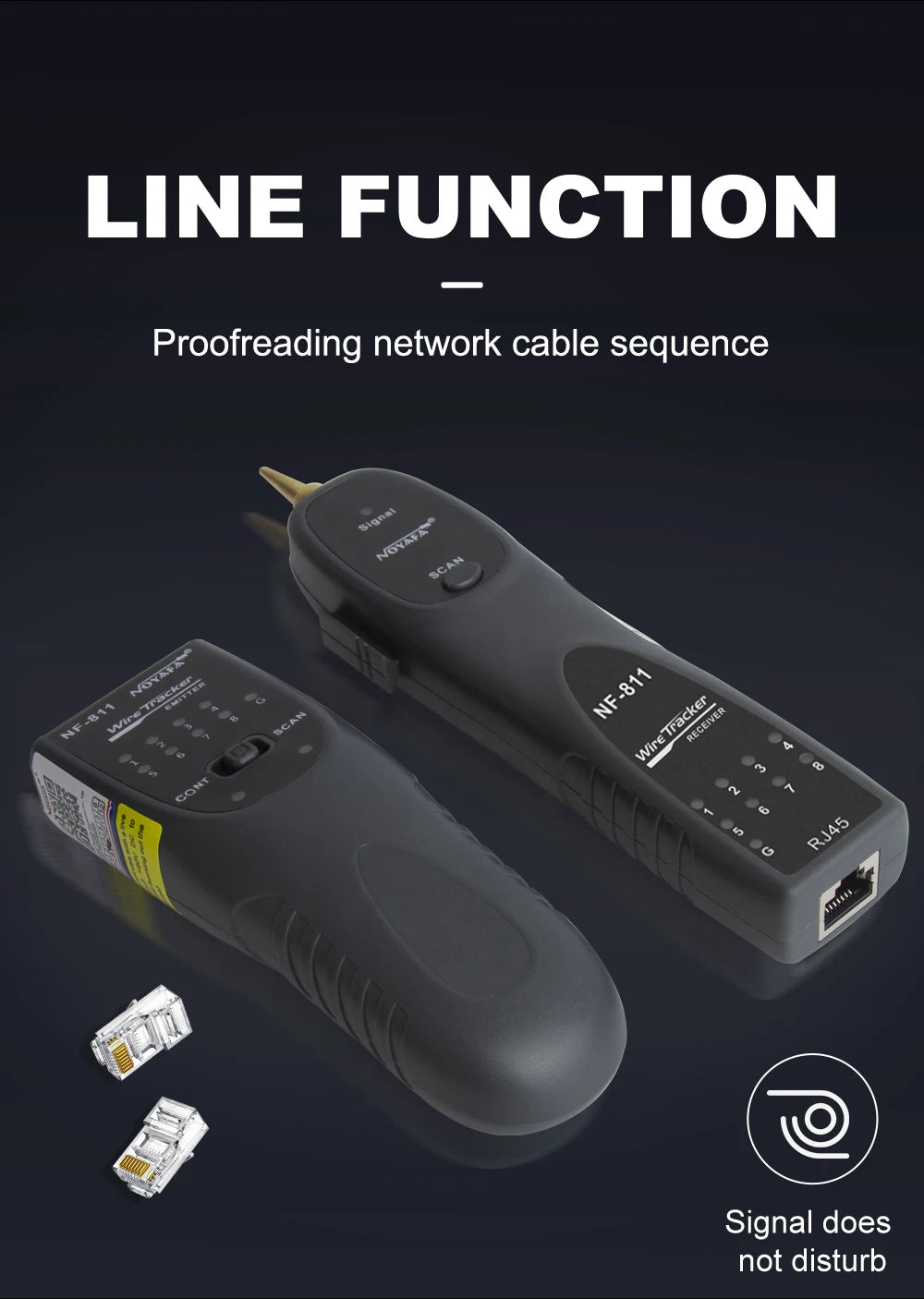 NOYAFA NEW NF-811 Network Cable Tester RJ11 RJ45 Telephone Wire Tracker Toner Ethernet Cable Detector Line Continuity Test Tool
