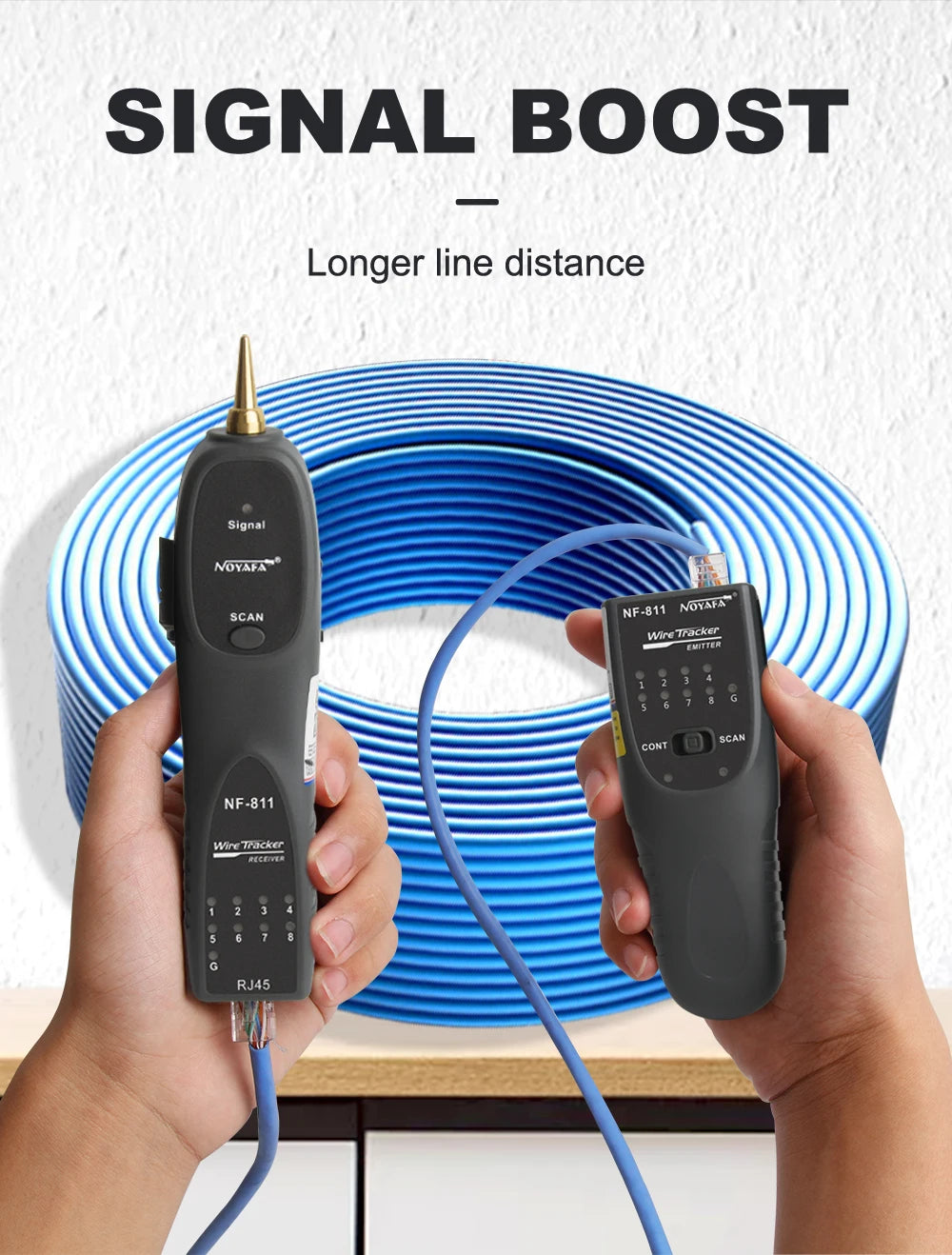 NOYAFA NEW NF-811 Network Cable Tester RJ11 RJ45 Telephone Wire Tracker Toner Ethernet Cable Detector Line Continuity Test Tool