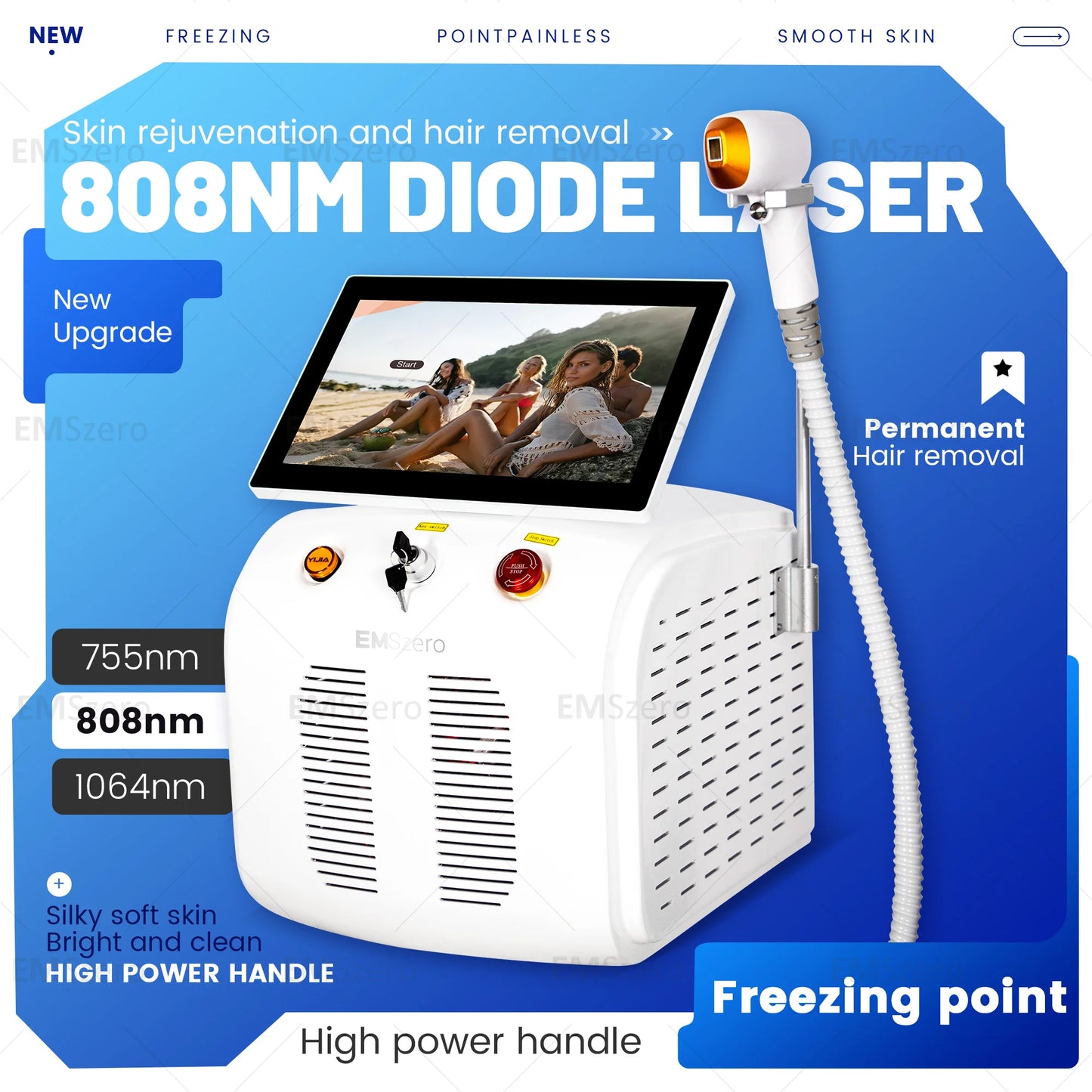 Professional Diode Ice Titanium Laser Hair Removal Machine Portable 808 755 1064 Alexandrite Device 3 Waveleng Permanent Removal