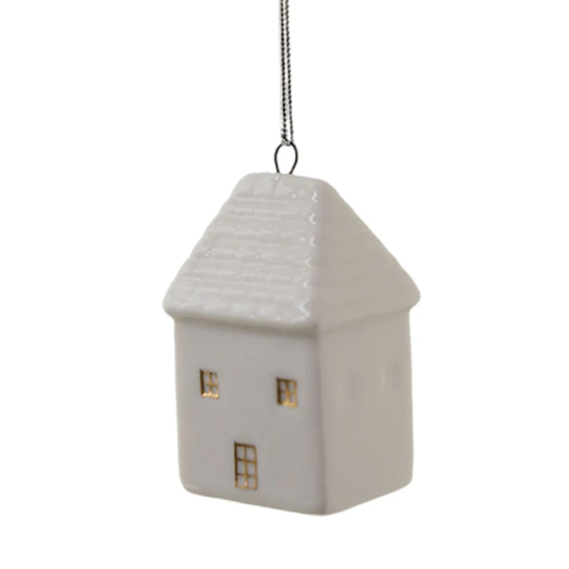 Festival Ceramic Snow House Christmas Tree Hanging Ornament for Holiday Decors