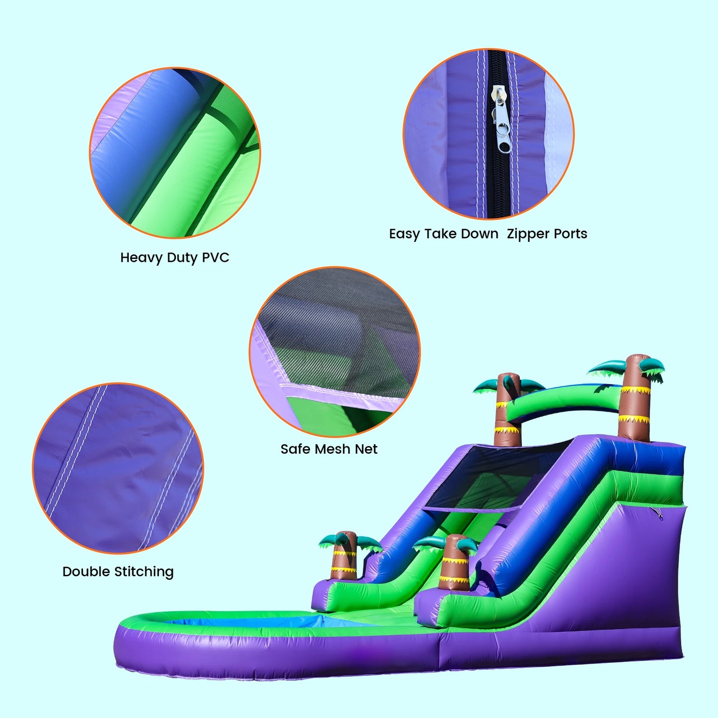 Children's Playground Inflatable water slide, Commercial Bounce House with Water Slide PVC and a 1100W Air blower 21ft/6.4M