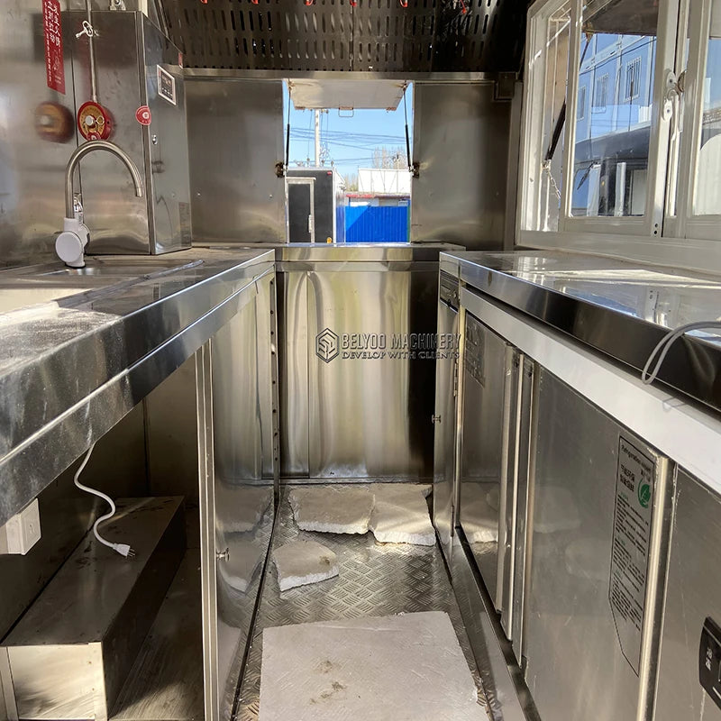Belyoo 2026 9.8ft Street Food Truck Mobile Hot Dog Stand Food Truck With Full Kitchen Juice Vending Trailer Ice Cream Cart