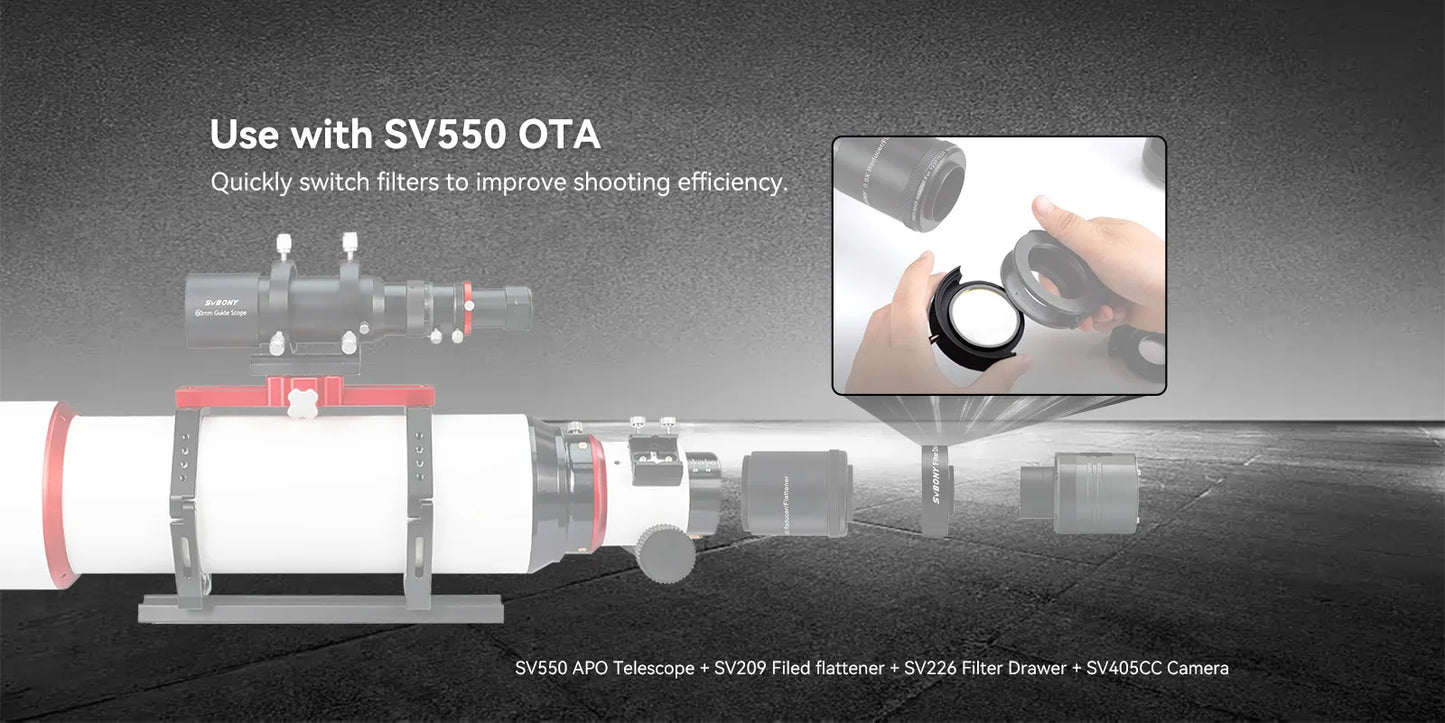 Svbony SV226 Filter Drawer Integrated Molding Nti-Light-Leaking Design with Holder for Filter Mounted Deep Sky Photography