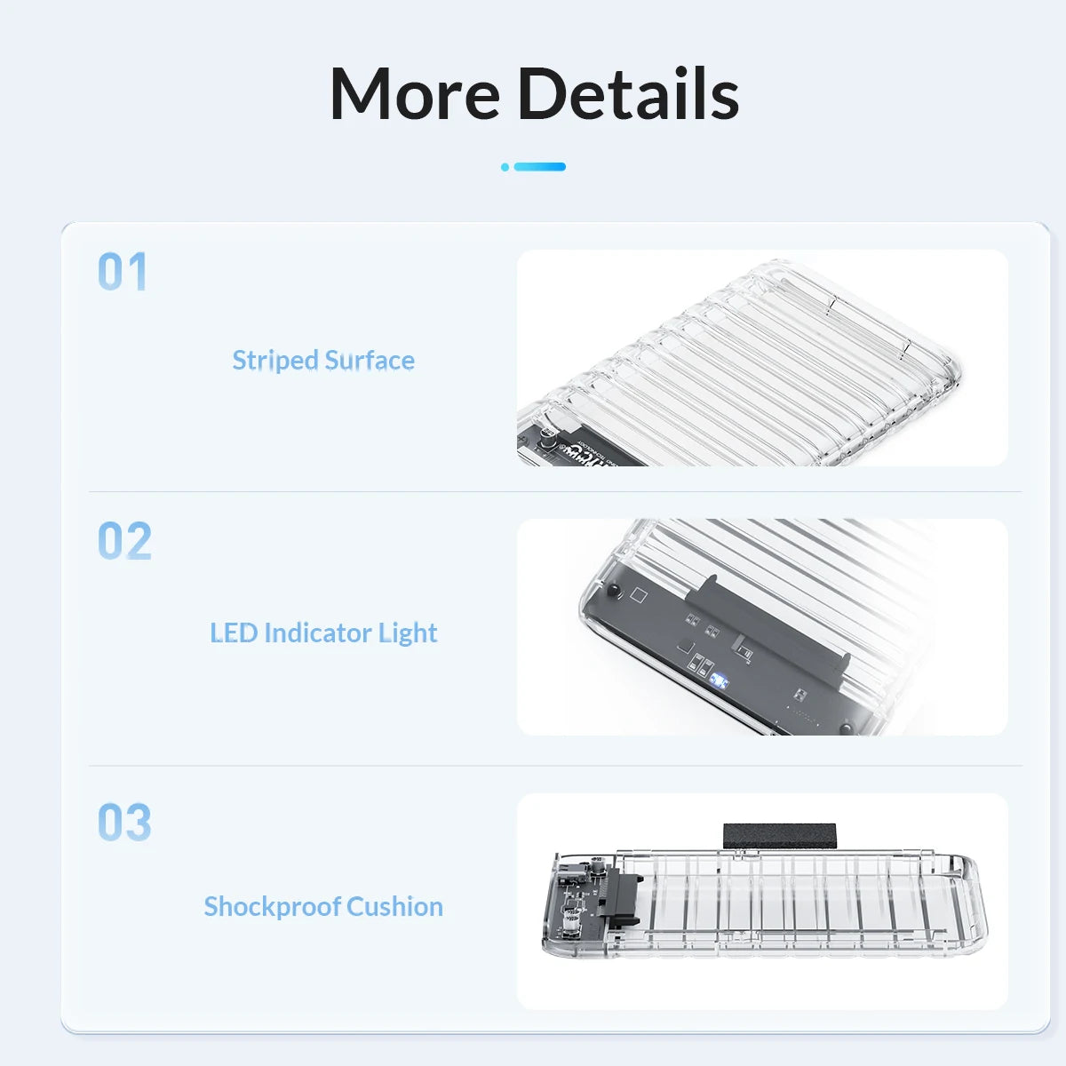 ORICO Transparent HDD Case SATA to USB 3.0 Hard Drive Case External 2.5'' HDD Enclosure for HDD SSD Disk Case Box Support UASP