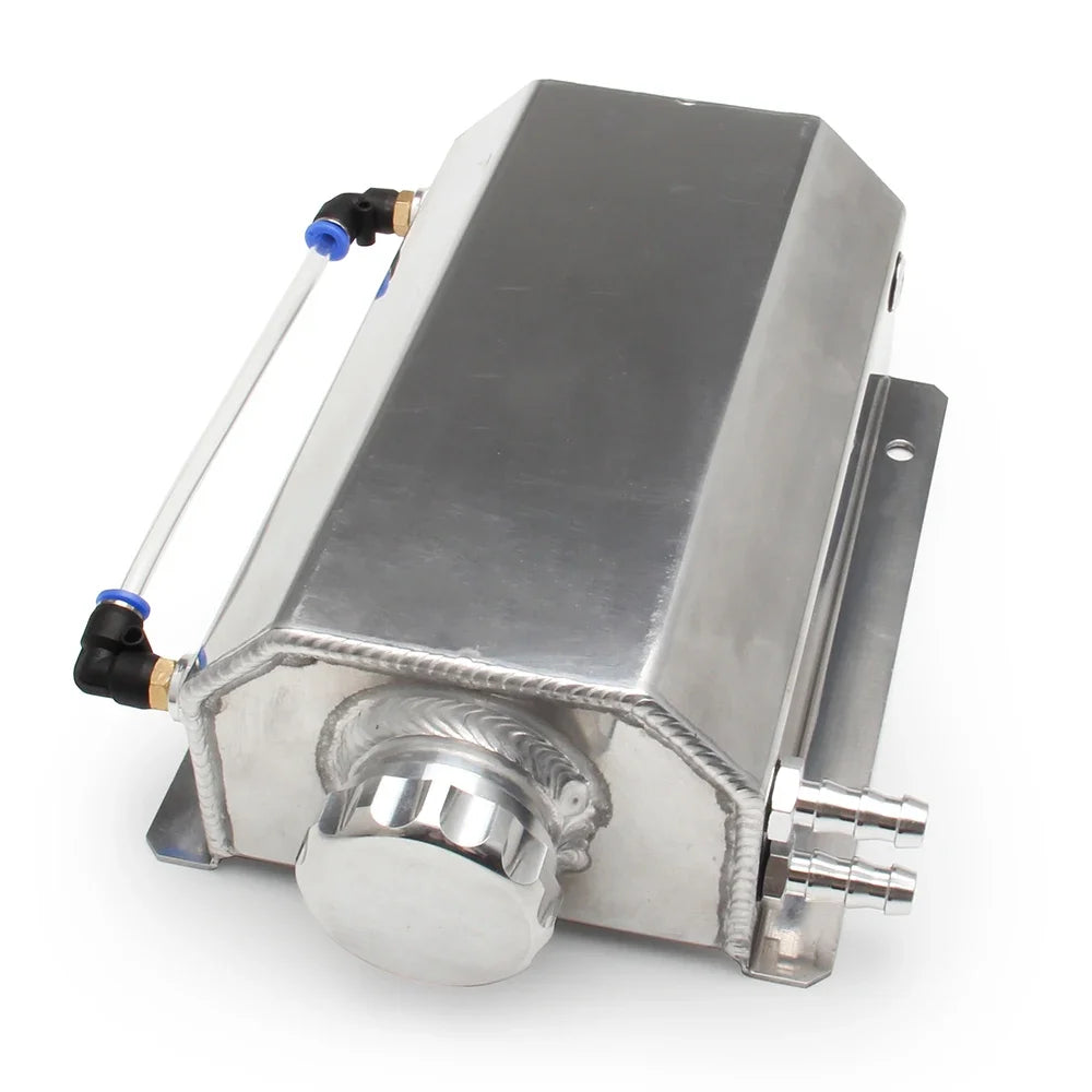 Universal  Aluminum 1L/2L Engine Coolant  Radiator Overflow Tank  Oil Catch Can Square Overflow Tank With Drain Plug