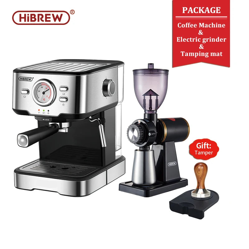 HiBREW Coffee Machine Cafetera 20 Bar Espresso inox Semi Automatic Expresso Cappuccino Hot Water Steam Temperature Display H5