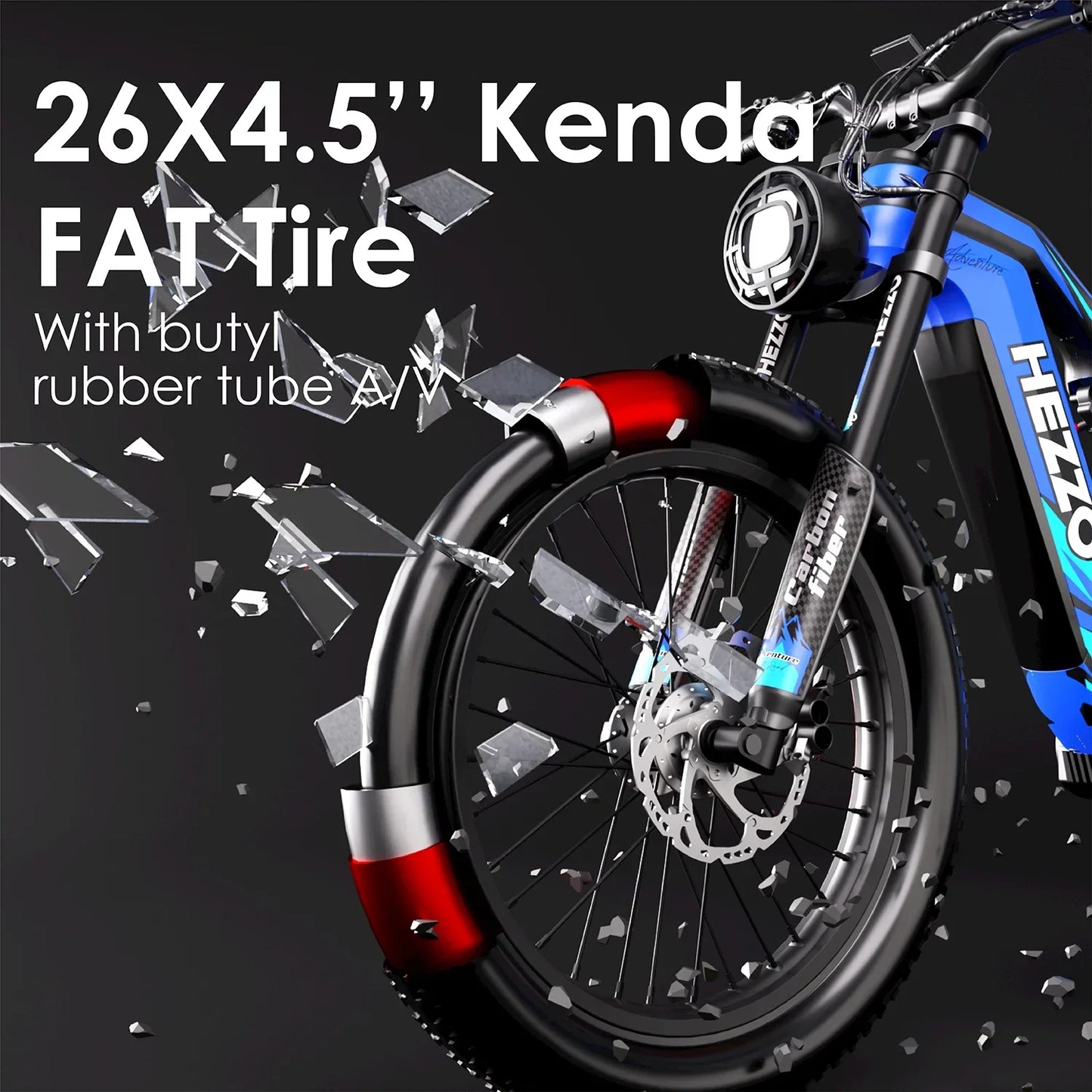 HEZZO K9 Electric Bike 1000W motor 52V 21Ah battery160N.m E bike Oil brakes with power-off protection off-road Electric bike