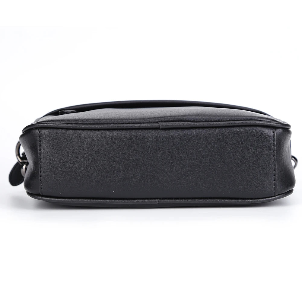 Leather Fashion Crossbody Bag Classic Pattern Casual Business Men Shoulder Crossbody Bag Wide Strap Small Square Male Sling Bags