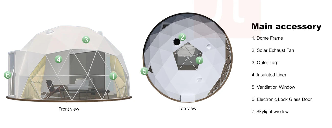 【Europe Stock】 Or Luxury Geodesic Dome Tent Waterproof PVC Outdoor Camping Pod For Resort Hotel Garden
