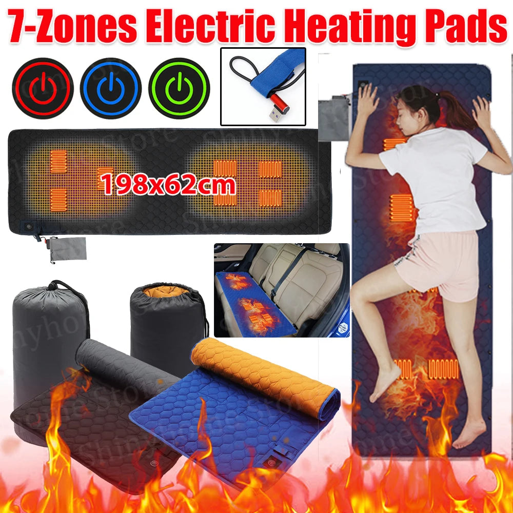 3-Level Adjustable USB Heating Sleeping Mat Electric Heating Pads Outdoor Camping Tent Sleeping Mattress Thermalpad Foot Warmer