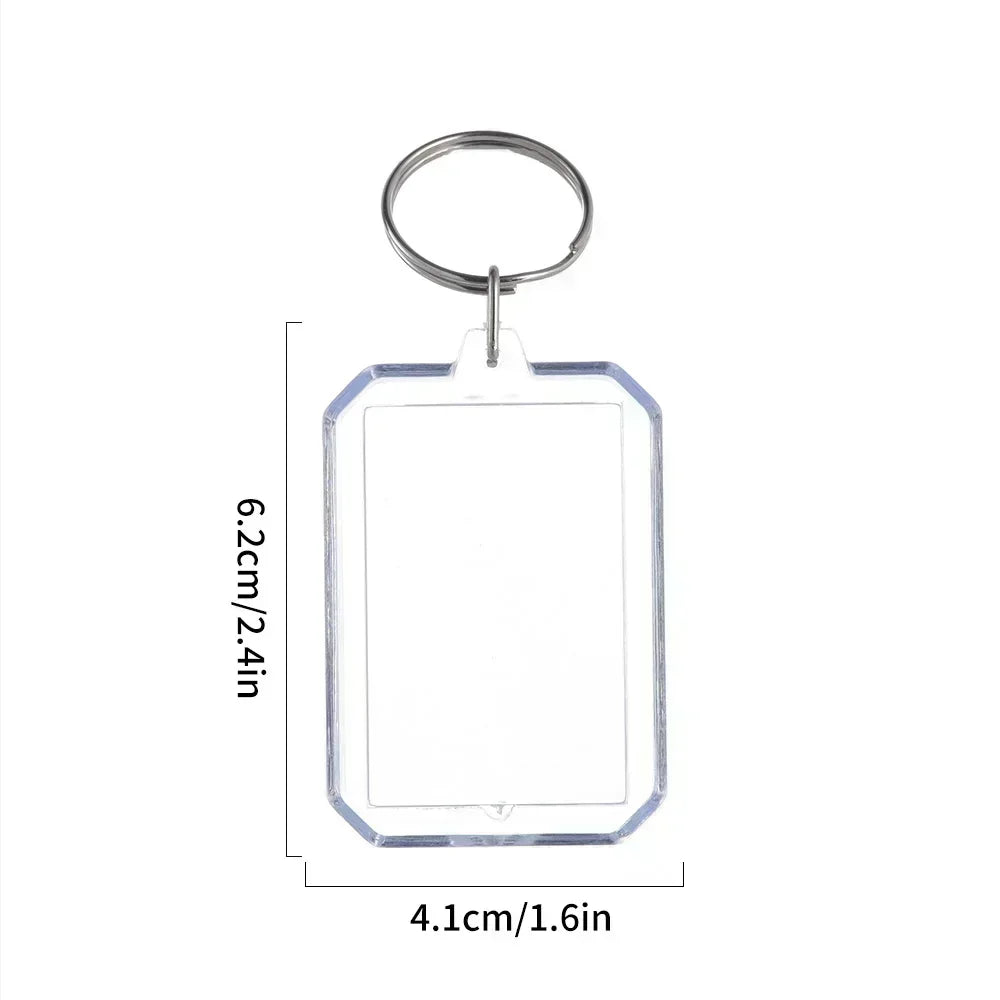 5/50pcs Transparent Rectangle Blank Clear Acrylic Insert Photo Picture Frame Keyring Keychain DIY Split Ring Key Chain 2035