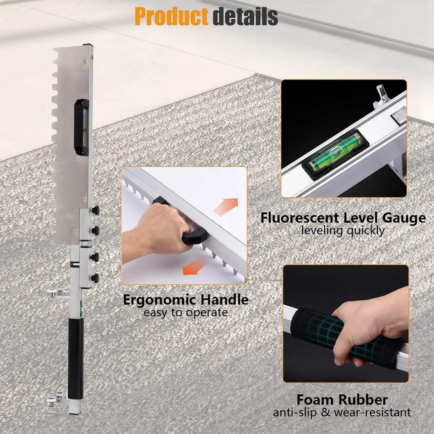 800mm Thicken Tile flat sand tools Adjustable Floor tiles flat ash Leveling Paving Tile Sand rake bricklayer Hand Tools