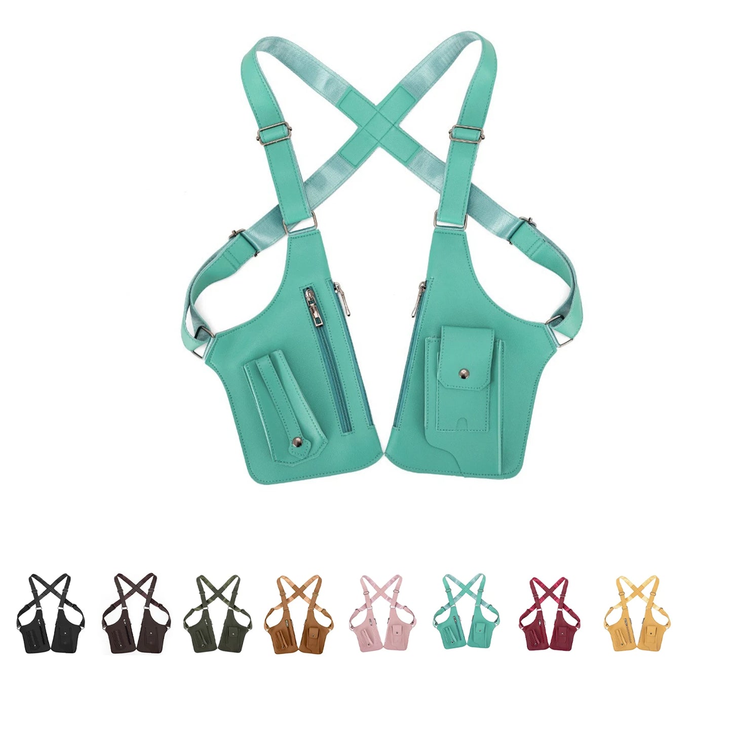 Double Shoulder Armpit Bag, Underarm Shoulder Bag, For Men Holster Bag Pu Leather Underarm Strap Wallet, Waterproof