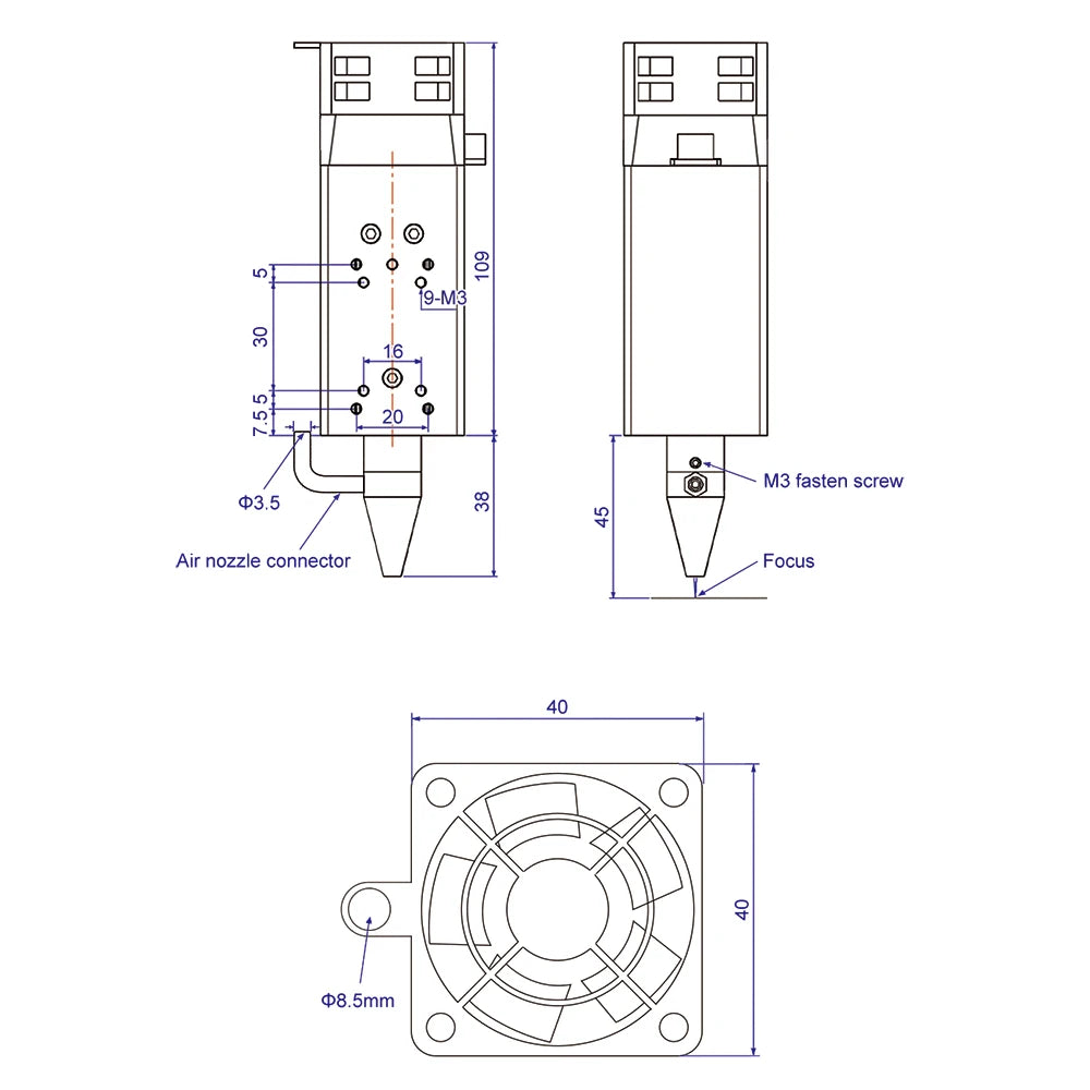 LASER TREE 10W Laser Module with Air Assist 5W Laser Engraving Head 450nm Blue TTL Laser Head for CNC Laser Cutting Machine