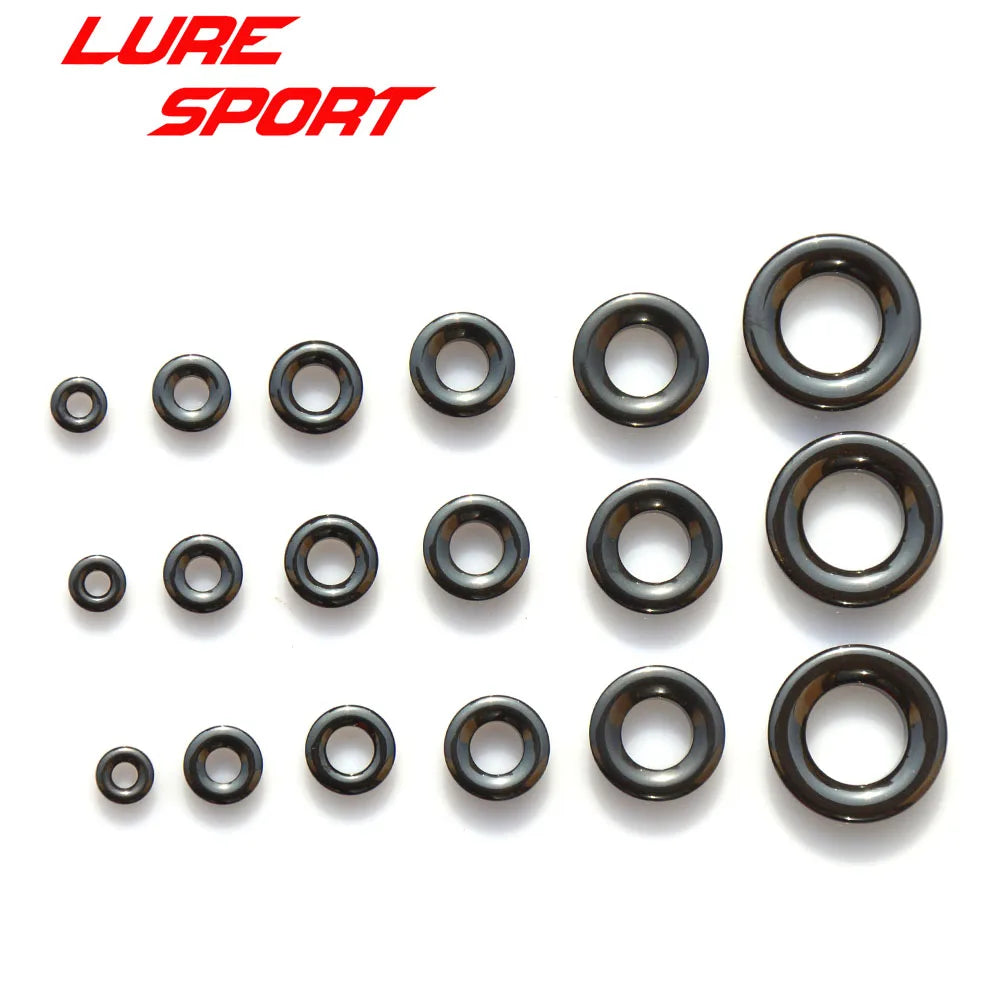 LureSport 12pcs 18pcs size 6-20 Thickening Alconite Ring Ceramic Black Guide Ring Rod Building component Repair DIY Accessory