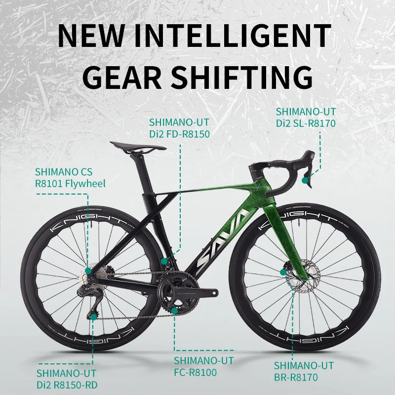 SAVA New Blade SLR8 C60 Carbon Fiber Road Bike, 700C Adult DI2 Bike with SHIMANO ULTEGRA Di2 R8170 Components High-End Race Bike