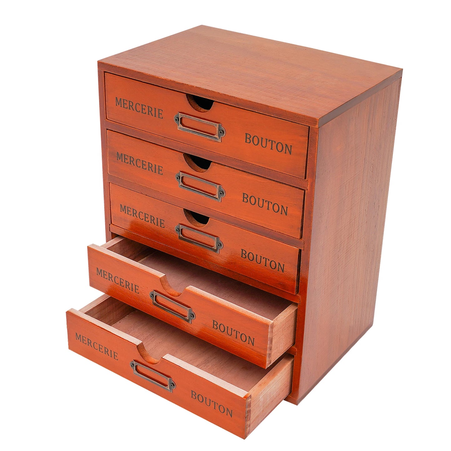 5 Drawer Wooden Desk Organizer 23*17.5*5cm Storage Drawers Vintage Shelf Drawer Used in an Office Study Bedroom Dresser
