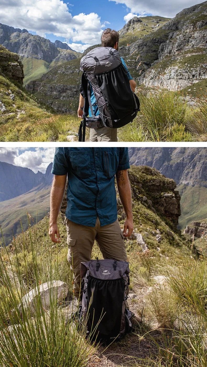 Naturehike Rock Series Camping Backpack 60 + 5L Large Capacity Travel Outdoor Bags 40 + 5L Ultralight Waterproof Hiking Backpack